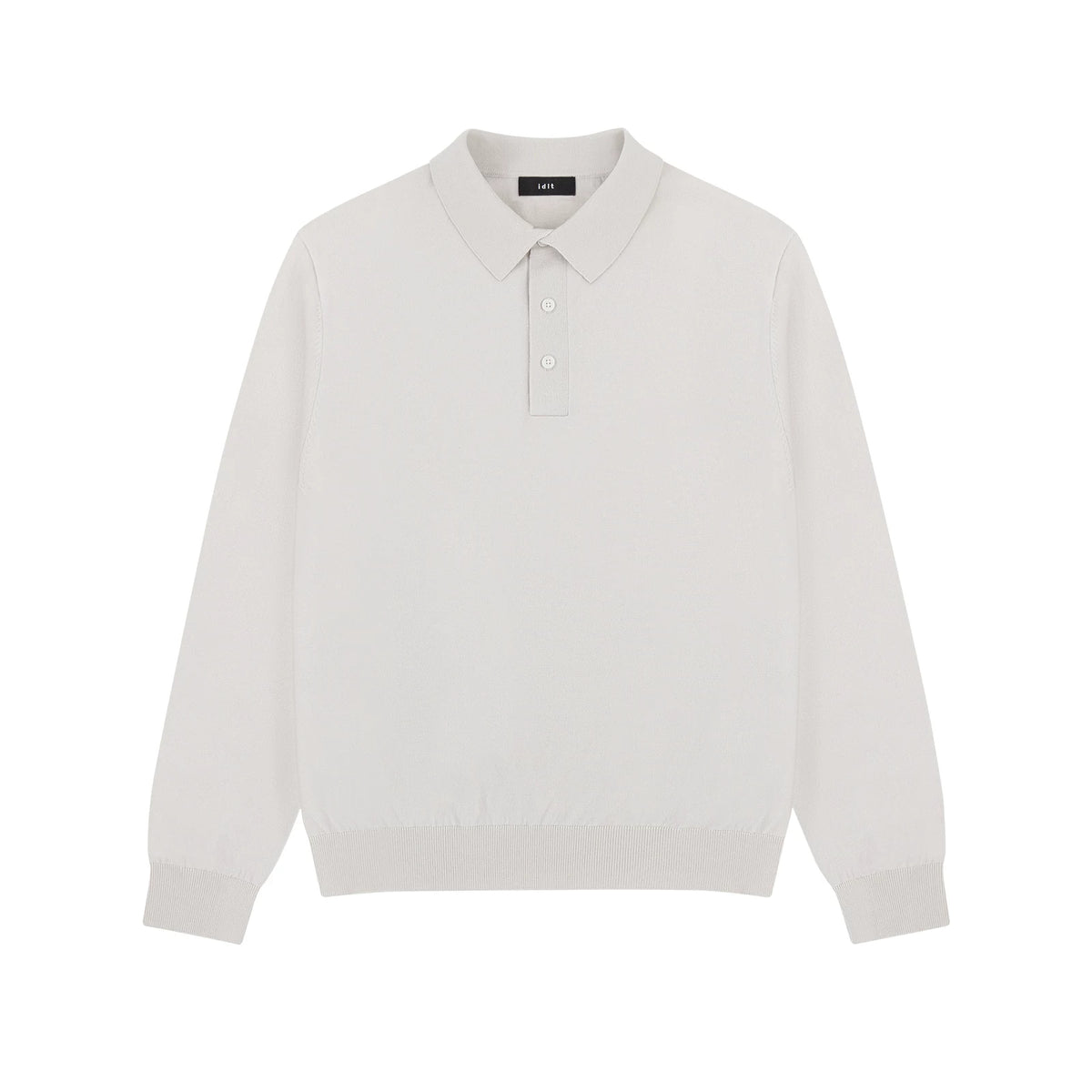 Silk Blend Knit Polo in Light Beige, front view