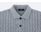 Heather Grey cardigan collar and cable knit