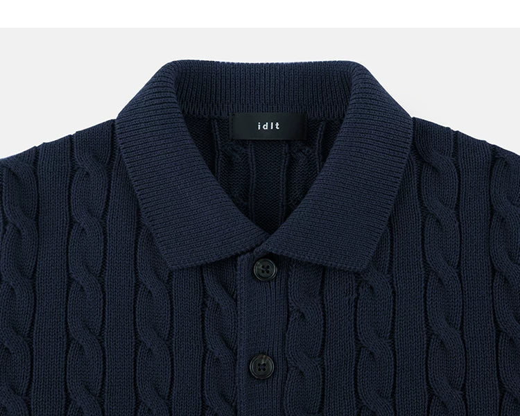 Navy cardigan collar detail