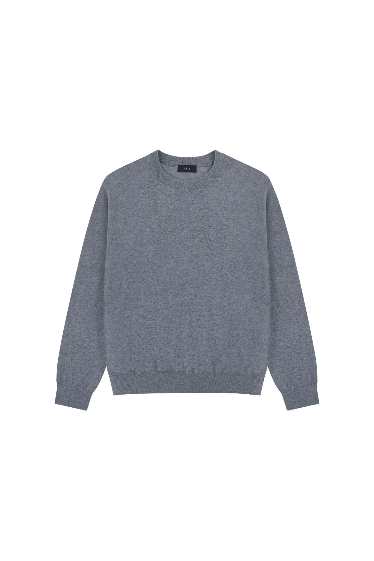 Silk Blend Crewneck Sweater in Heather Grey, front view