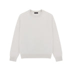 Silk Blend Crewneck Sweater in Light Beige, front view