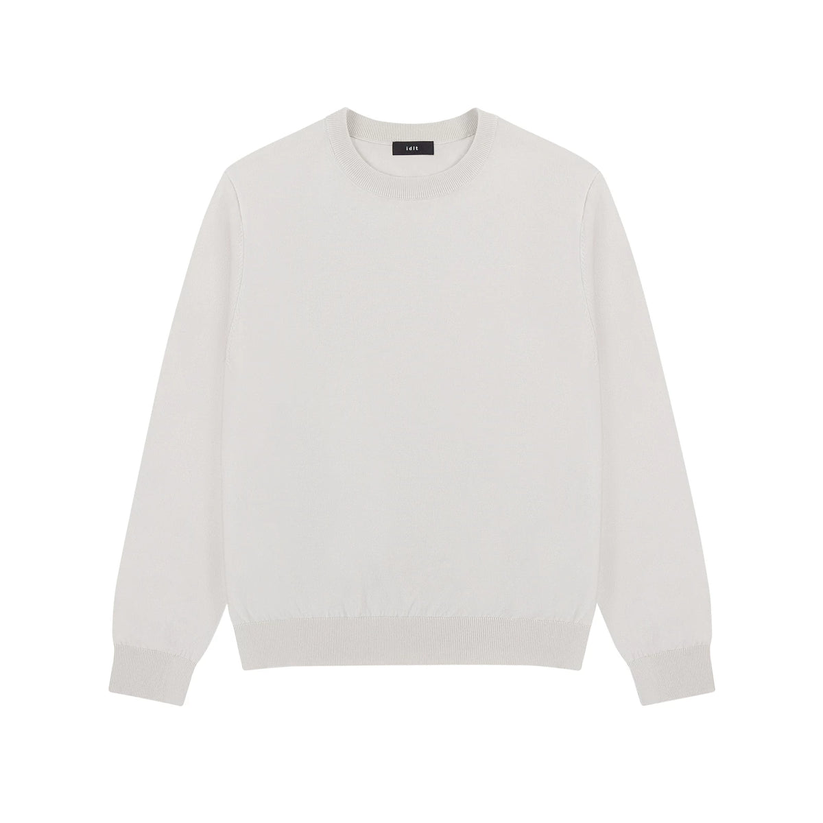 Silk Blend Crewneck Sweater in Light Beige, front view