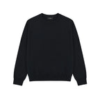 Silk Blend Crewneck Sweater in Black, front view