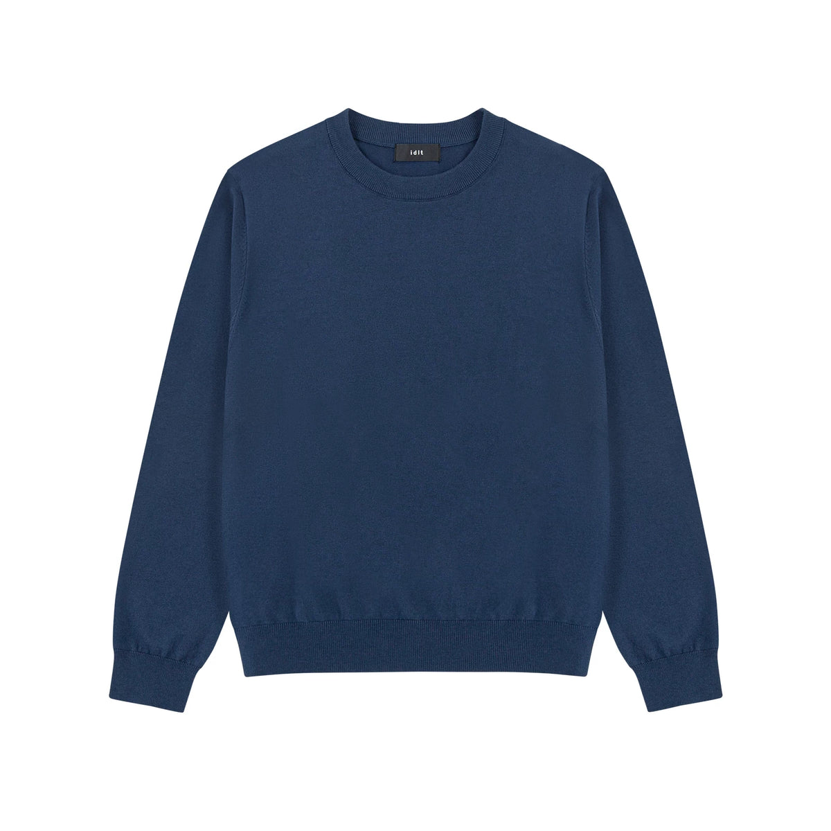 Silk Blend Crewneck Sweater in Navy, front view