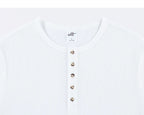 Off White waffle Henley neckline and button placket