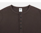 Brown waffle Henley neckline and placket