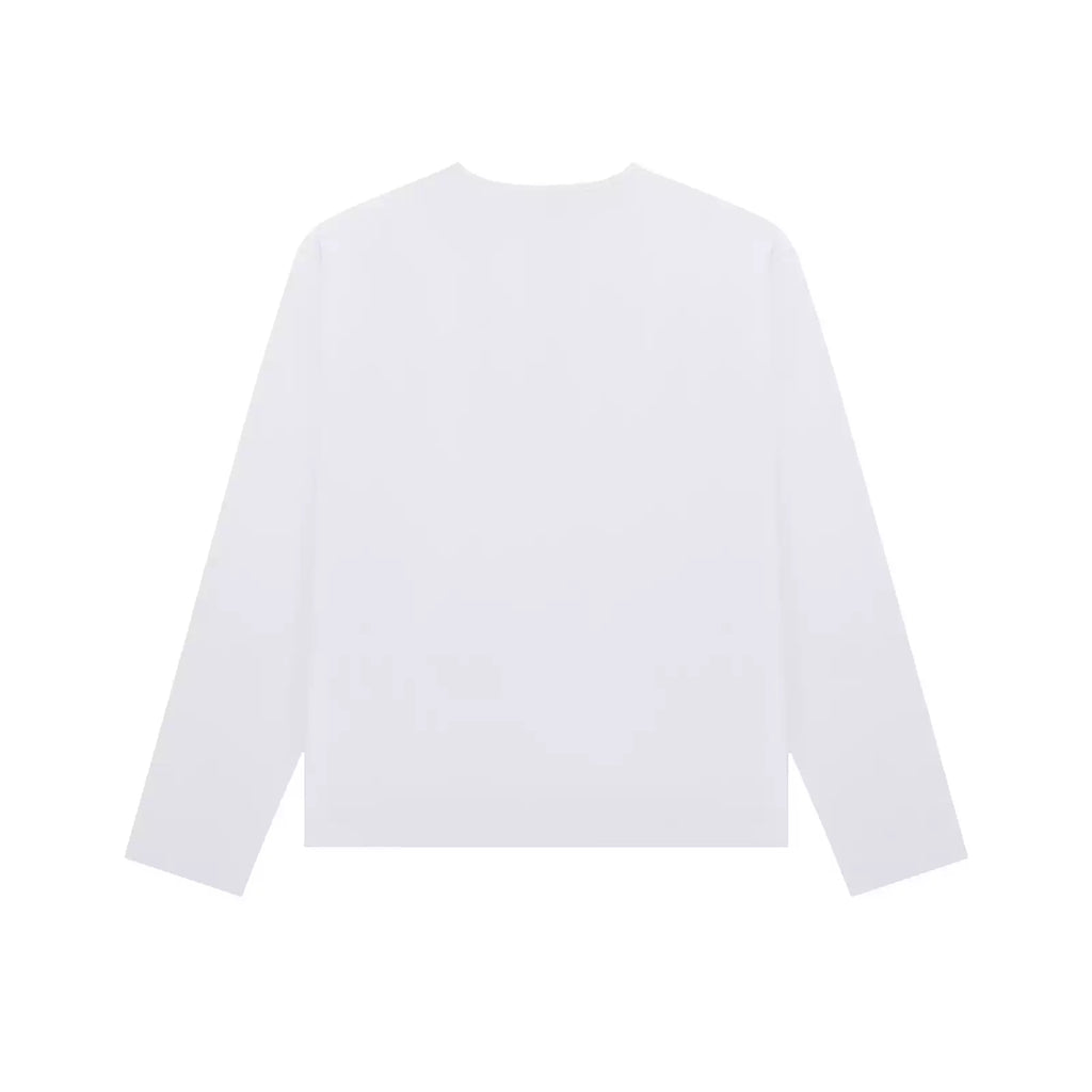 Cotton Long Sleeve Henley in White, back view