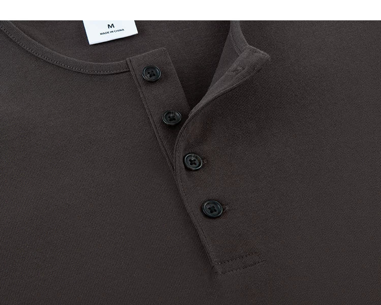 Dark Brown Henley button detail