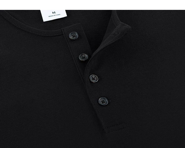 Black Henley button detail