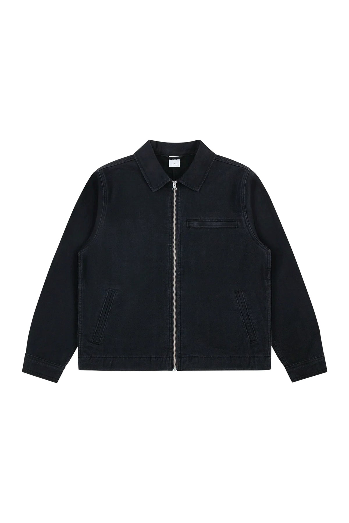 Washed Cropped Workwear Jacket in Black, front