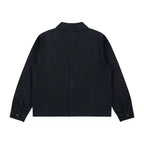 Washed Cropped Workwear Jacket in Black, back