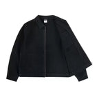 Washed Cropped Workwear Jacket in Black, angled front