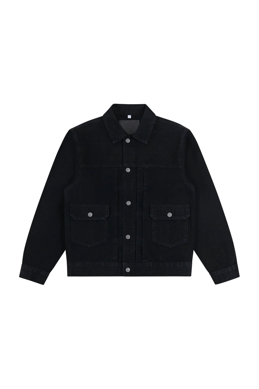 Cropped Denim Jacket in Black, front