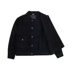 Cropped Denim Jacket in Black, angled front
