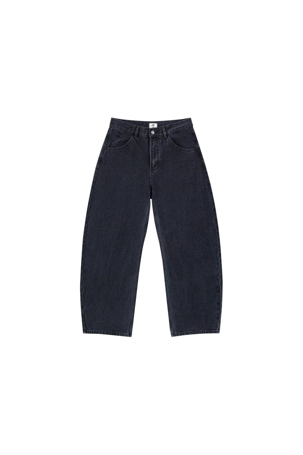 Relaxed Curved Leg Jeans in Dark Grey, front view