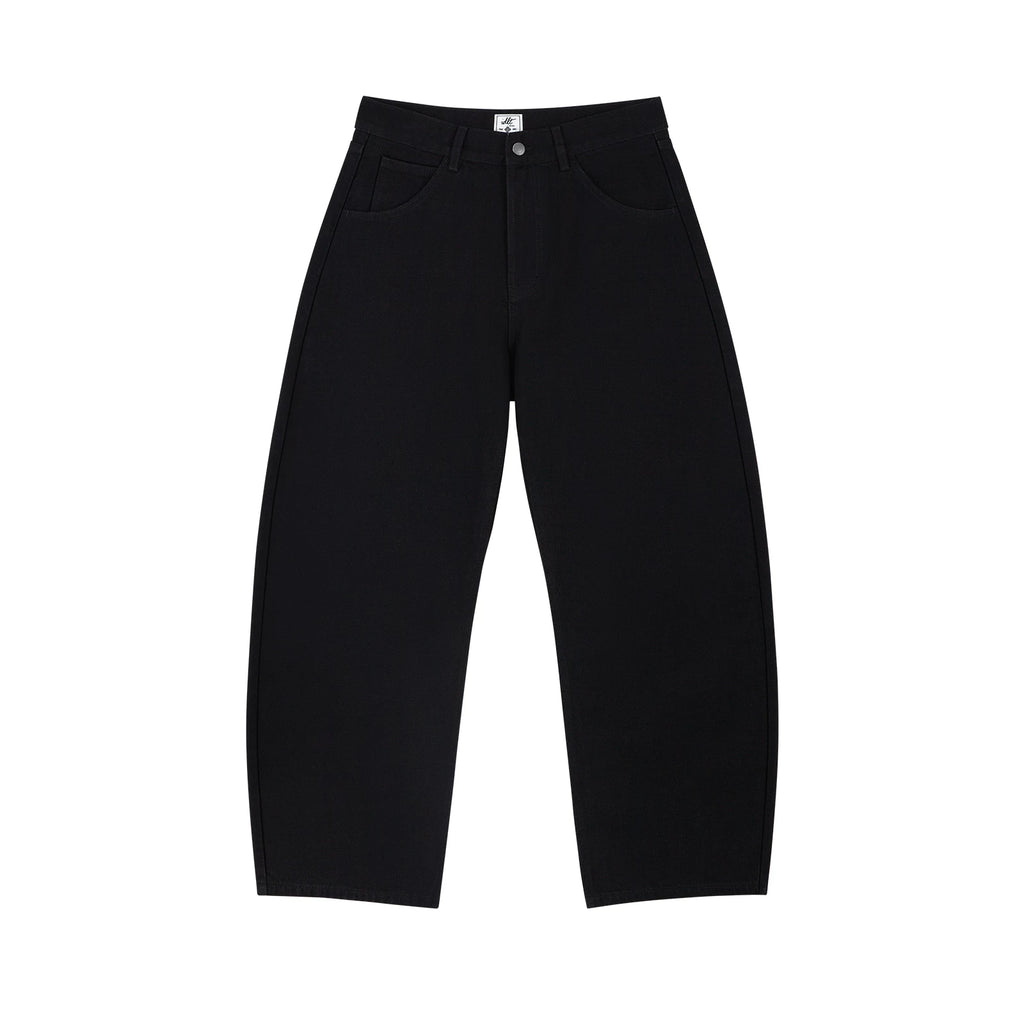 Relaxed Curved Leg Jeans in Washed Black, front view