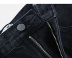 Dark Grey denim button and zip fly