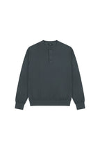 Fitted Knit Henley Shirt in Grey, front
