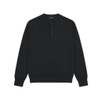Fitted Knit Henley Shirt in Black, front