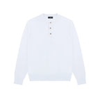 Fitted Knit Henley Shirt in White, front