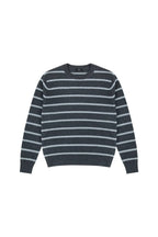 Relaxed Striped Knit Sweater in Black/Grey, front