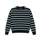 Relaxed Striped Knit Sweater in Black/White, front