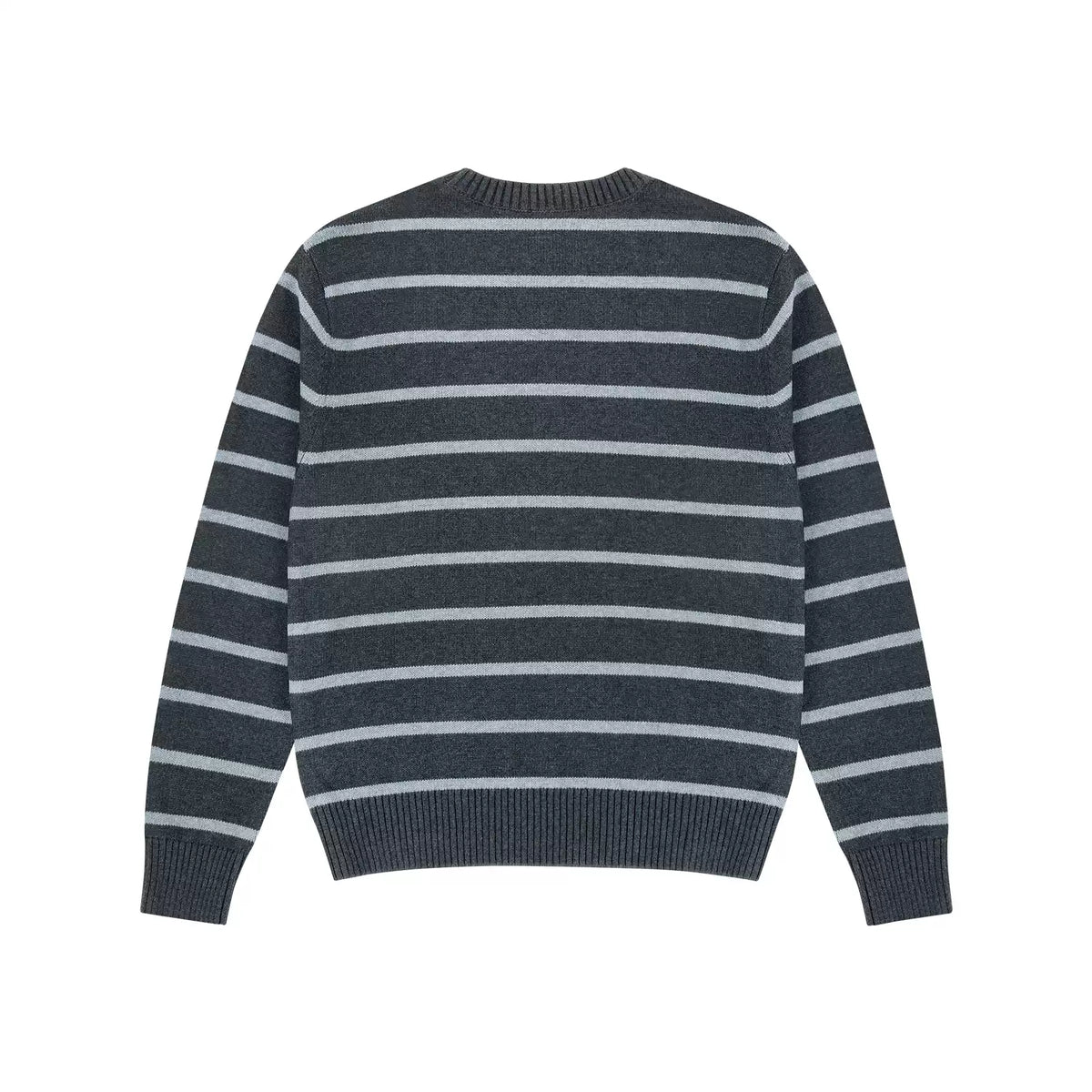 Relaxed Striped Knit Sweater in Black/Grey, back