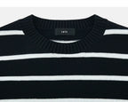 Ribbed crew neck in Black/White