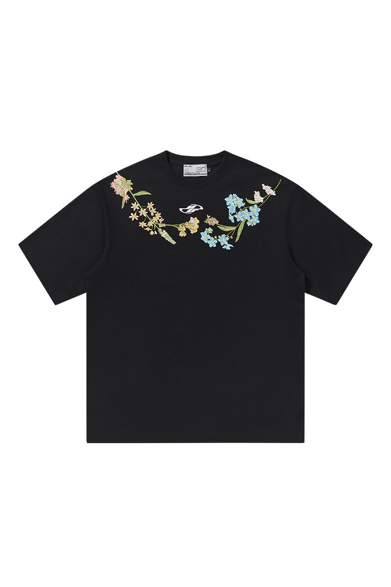 Heavy Floral Embroidered Tee