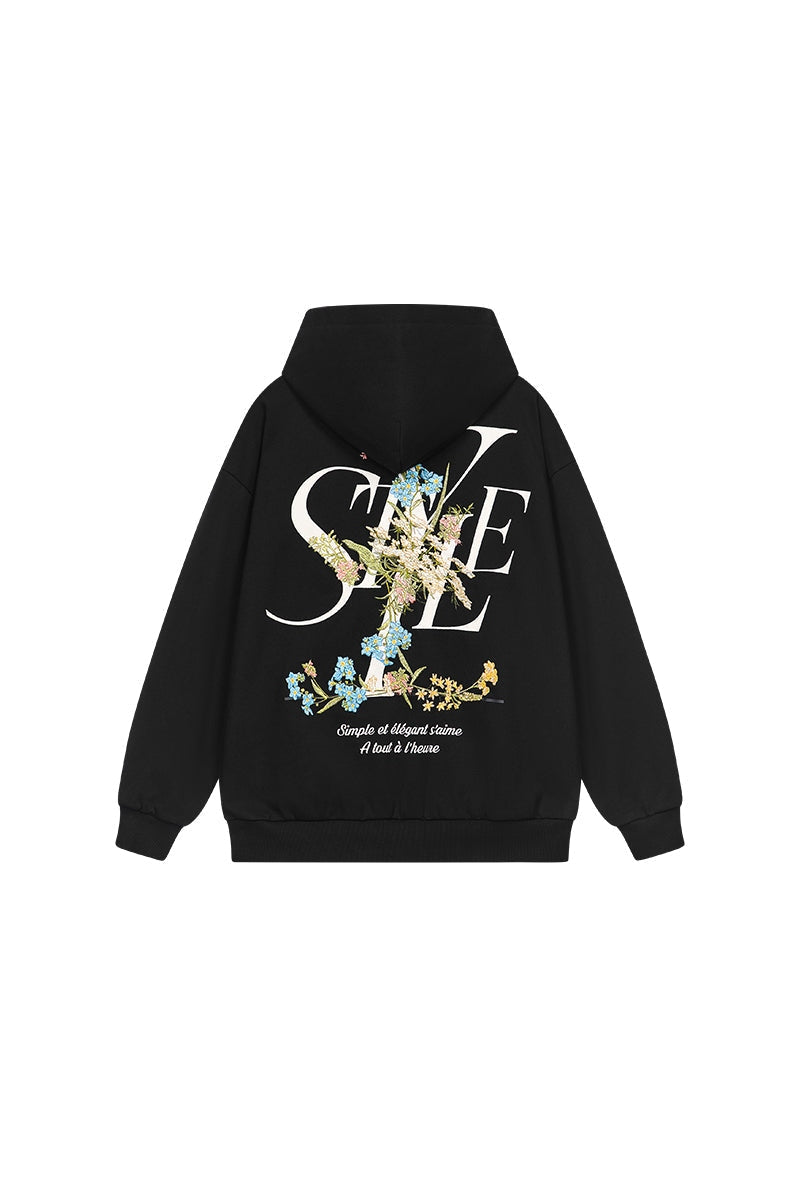 Floral Embroidery Style Zip Up Hoodie – Copping Zone