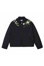 Floral Embroidery Lapel CollarDown Coat