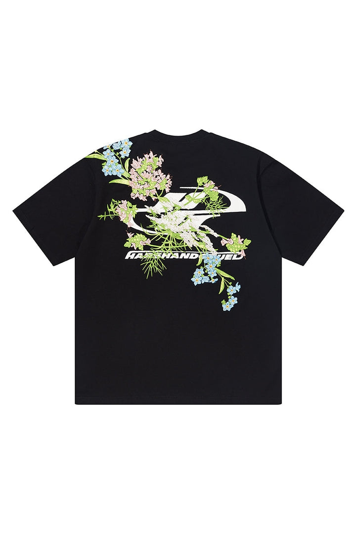 Floral Embroidered Logo Tee