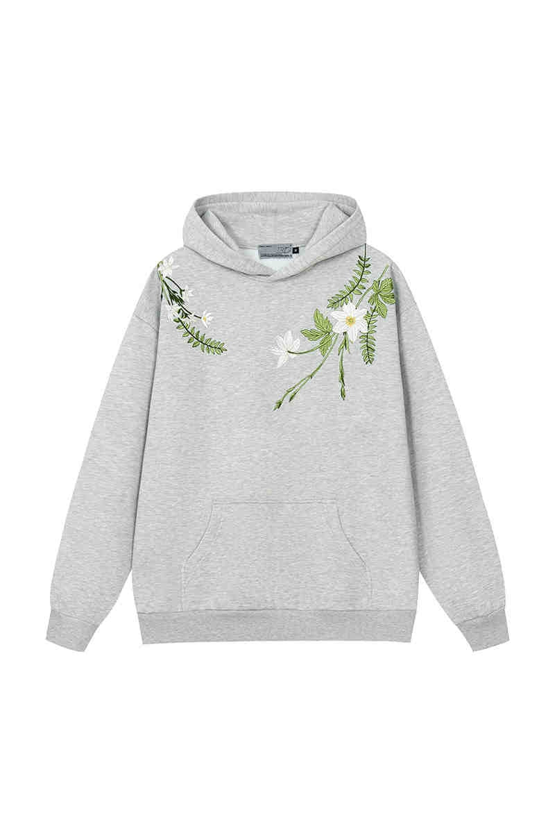 Floral Embroidered Fleece Hoodie