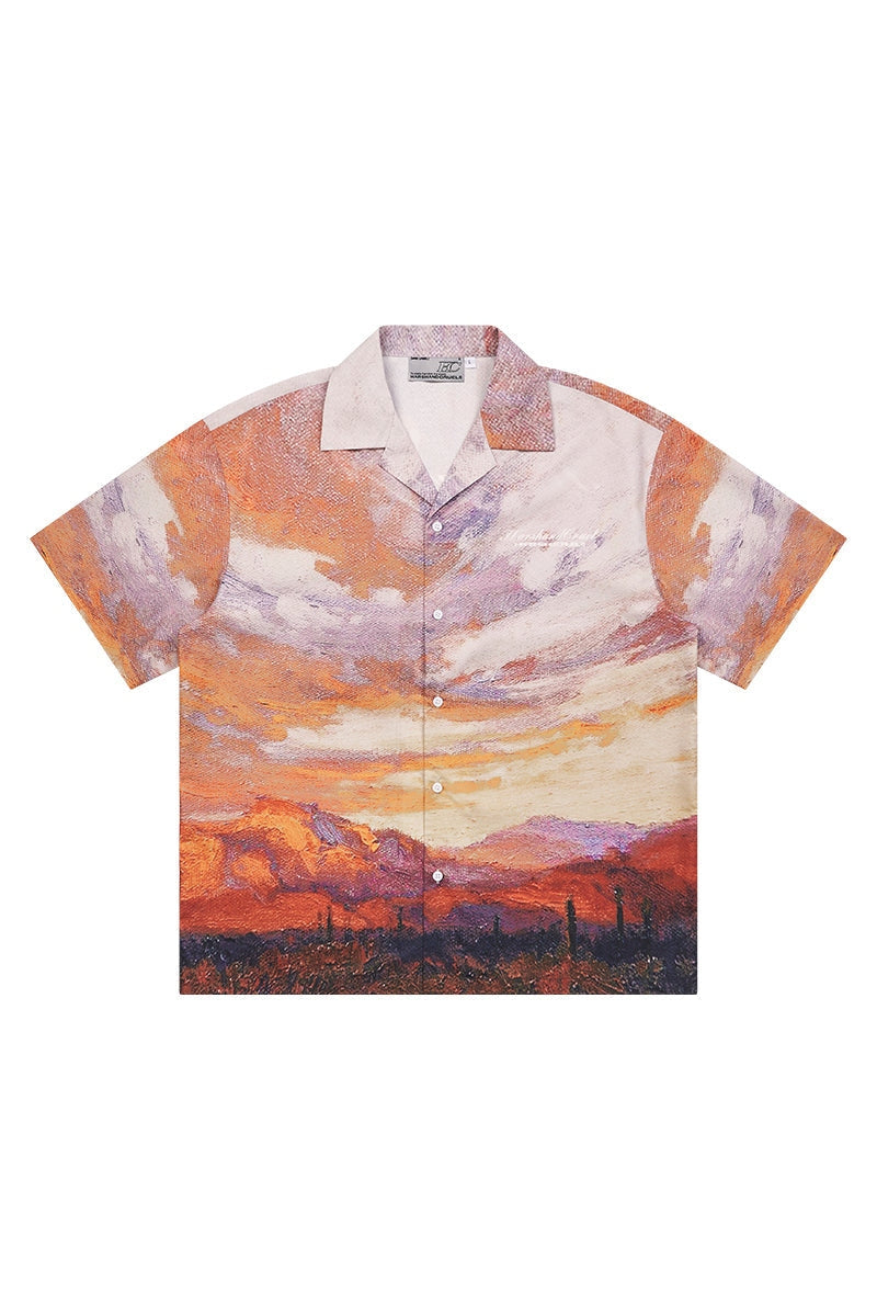 Sunset Landscape Oil Painting Shirt