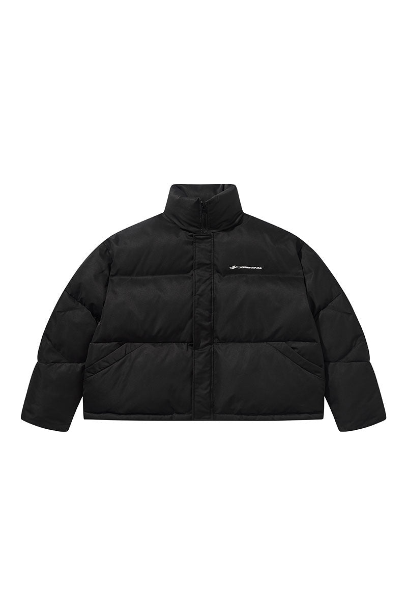 Embroidered Logo Stand Up Collar Down Jacket