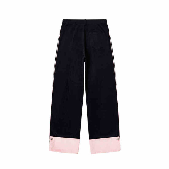 Velvet Colorblock Wide-Leg Trousers