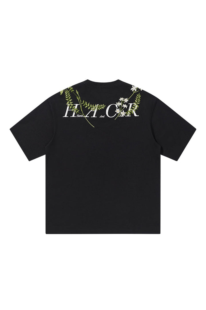 Floral Collar Embroidery Logo Tee