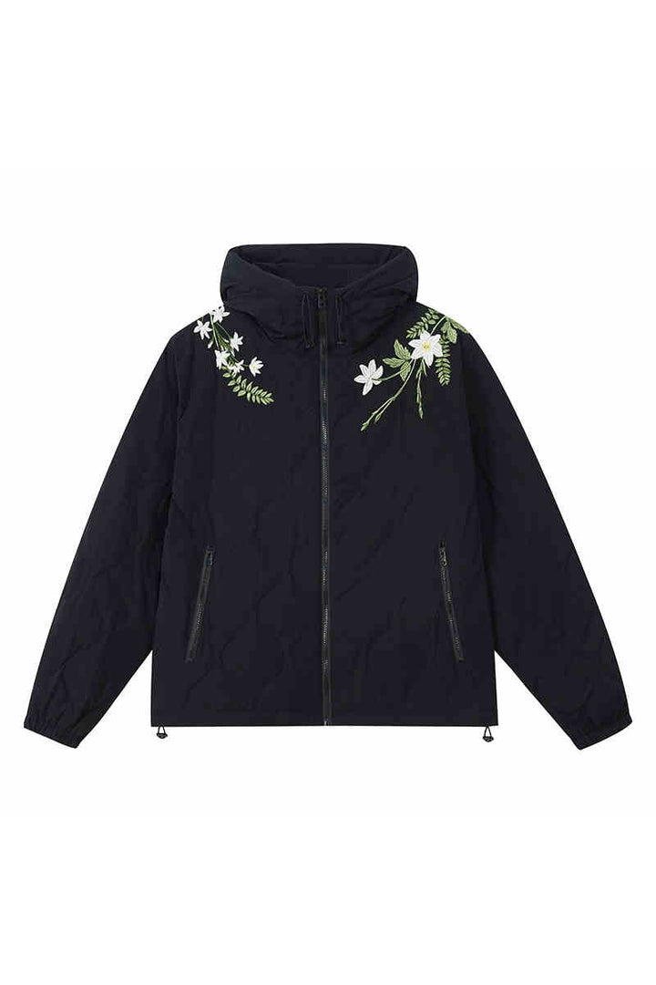 Floral Quilted Hooded Down Coat