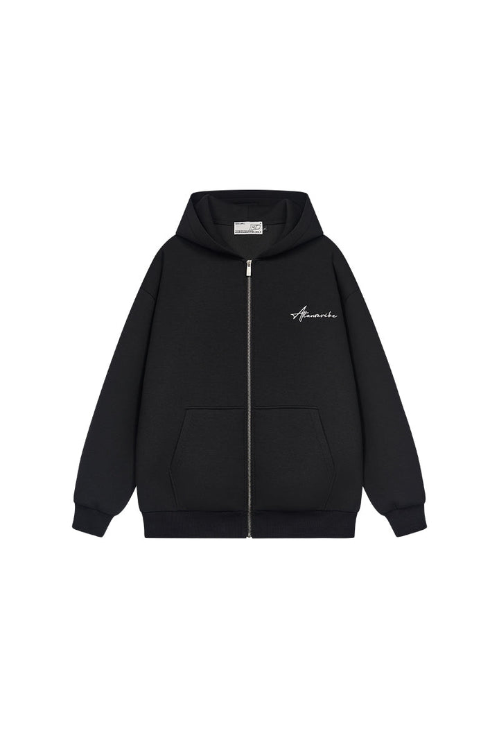 Oversized Embroidered Zip up Hoodie