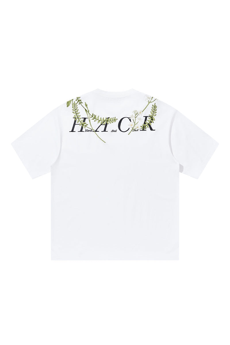 Circular Floral Embroidery Logo Tee