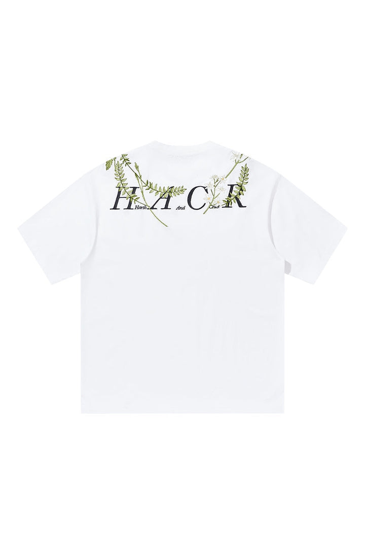 Floral Collar Embroidery Logo Tee