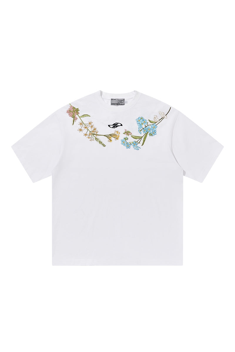 Heavy Floral Embroidered Tee