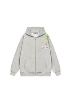 Floral Embroidery Logo Zip Up Hoodie