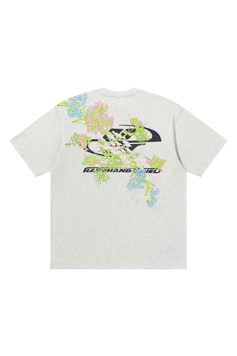 Floral Embroidered Logo Tee