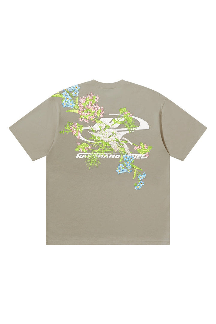 Floral Embroidered Logo Tee