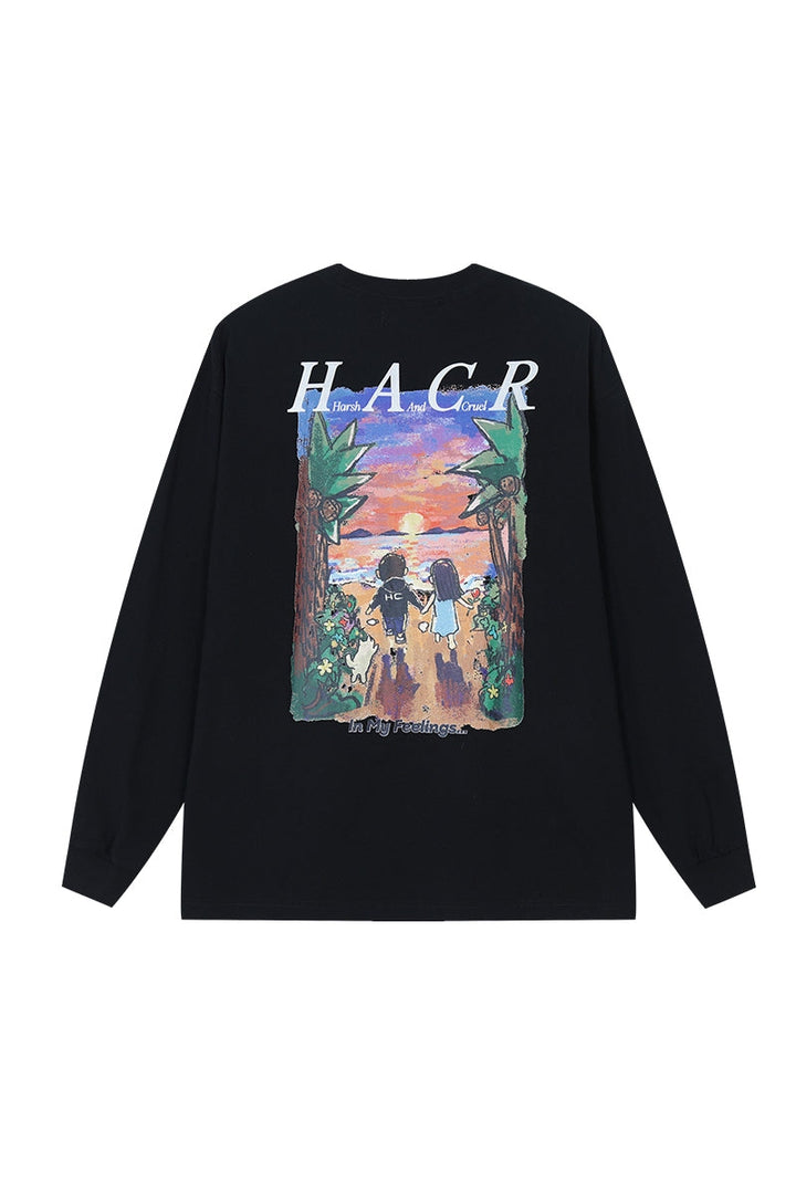 Sunset Graphic Oversized Long Sleeve