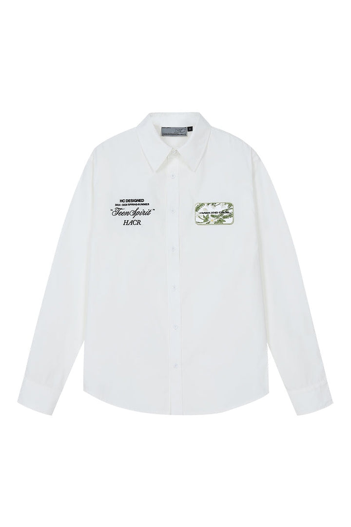 Embroidered Strap Patch Shirt