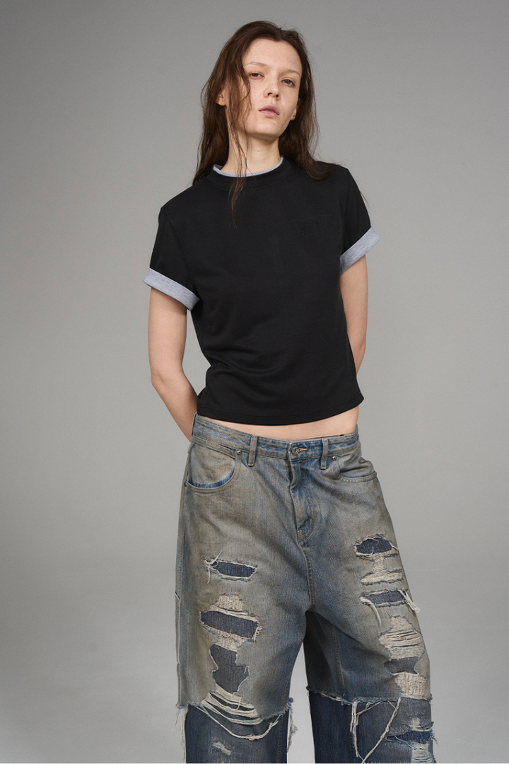 Layered Embroidery Graphic Tee