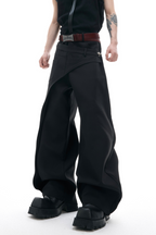 Layered Panel Straight Trousers