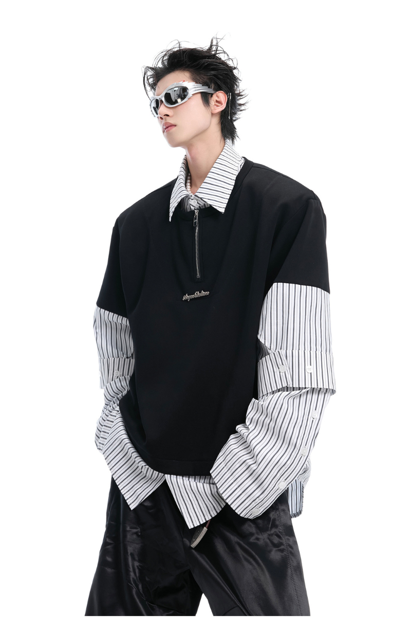Layered Striped Shirt Tee